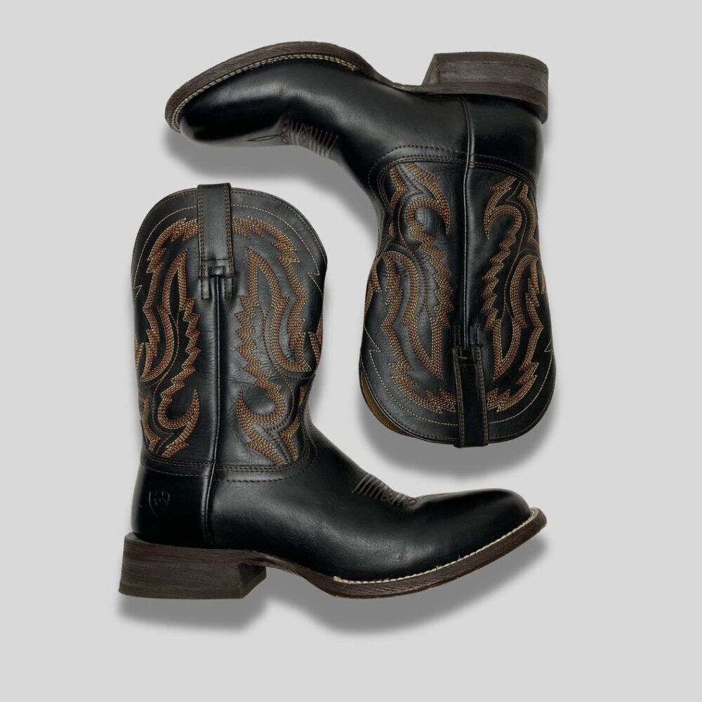 ARIAT Mens Circuit Competitor Round Toe Black Brown Detail Boots Size 9.5